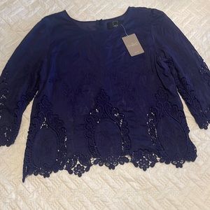 NWT - Anthropologie Dulce Vita Navy Blouse